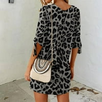 Žene plus veličine Žene Ljeto Modni casual okrugli vrat Polu rukav Leopard Laopard Ispiši labavu haljinu