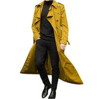 Muška zimska modni kaput dugim kaputom opušteno fit solidne boje dugih rukava dvostruko grudi kaput