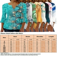 Ženski bluza rukav vrhovi majica Dugme Ležerne prilike pulover TUNIC MAJICA Šarena 2xL