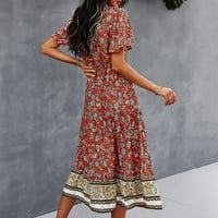 Ljetne haljine za žene Žene Haljine za odmor na plaži Cvjetni printirani fit & flare haljine Boho haljina