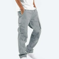 Teretne hlače za muškarce Regularne fit solidne casual multi džepove na otvorenom ravno tipovi fitness