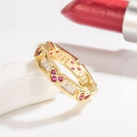 Lowrofile prstenovi za žene djevojke Diamond crveno srce zlato ruža crvena ljubav veličine nakita Pokloni