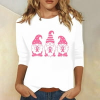 Majice za podizanje raka dojke za žene Ležerne prilike Crewneck Three Quarters rukavice ružičaste vrpce
