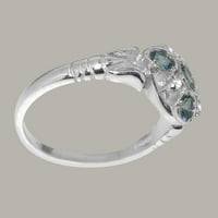 Britanci izrađeni sterling srebrni plavi Topaz & Diamond Ring Womens Izjava Prsten - Veličine Opcije