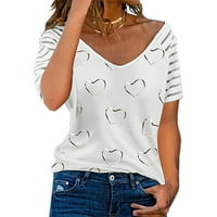 GDFUN Žene Ležerne prilivne majice kratki rukav modni srčani tisak The Majice Thees Thirts Majice za
