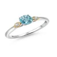 Gem kamen kralj sterling srebra i 10k žuto zlato plavi cirkon i bijeli laboratorijski uzgojni dijamantni kamen za angažman prsten za žene