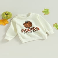 Bagilaanoe Toddler Baby Girl Halloween Duks s dugim rukavima Pismo s dugim rukavima Pumpkin Print Pulover 3T 4T Dječji pad na vrhu