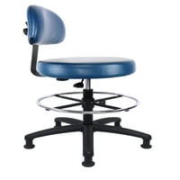 Master visoki crtani stol okruglica Vinil stolica Blue - Glides sa nožnim prstenom - za garažu, laboratoriju,