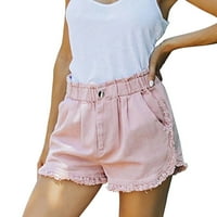 Eguiwyn ženske ležerne ljetne traper kratke hlače Srednja struka rastezljiva ritped jean kratke hlače sa džepovima