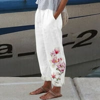 Relanfenk ženske casual pantalone za žene hlače sa džepovima Casual High Squik Print pamuk labave duge