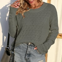 Fusipu O-izrez dugih rukava za žene pletenje jesen zimsko čvrsto labavo šuplje džemper Srednja odjeća