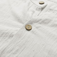 HGW Men Modna casual top košulja Jednobojni džep Jednokratna i posteljina majica kratkih rukava TOP bijeli XL