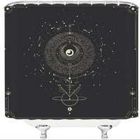 Zodijac Constellation Tuš za zavjese PHAZE sunčeve zvijezde Vintage Graving Style Boho Solarni sistem