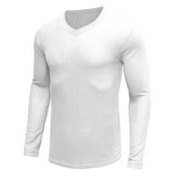 Povrat dukserica za muškarce Ležerne prilike V-izrez pulover Puno boje zvezni dno pleteni džemper džemper