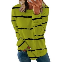 Pad ženskih dugih rukava Ležerne majice prugasti ispis okrugli vrat Duks pulover Loose Tuntic Tops