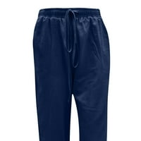 Mrat pantalone za žene vježbanje pune dužine hlače dame casual čvrste pamučne posteljine navodnice elastične