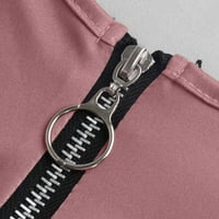 Bazyrey ženske dugih rukava plus veličine V-izrez casual majica bluza modna majica čvrsta pulover ružičasta,