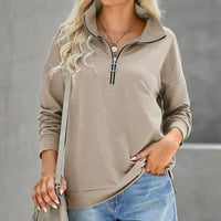 Strungten ženski kauzalni zip pulover dugih rukava dugih rukava, čvrsta aktivna odjeća jakna za trčanje