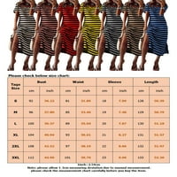 HAITE Women V izrez Striped Ljeto plaža Sundress casual kratki rukav haljina havajska strana proreza