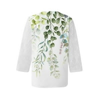 Mrigtriles Plus veličine vrhova za žene cvjetni otisak tuničkog rukavskog gumba V izrez labavi fit bluze majica majica