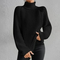 Tklpehg ženski džemper labav jesen zimski topli džemper plemen duks turtleneck-vrat dugi rukavi modni pulovine casual pulover džemperi crni xxxl