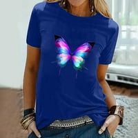 Ljetne majice kratkih rukava za žene modni casual okrugli vrat Teers Butterfly tiskani Tuntic Tun Tonic Top Bluuses