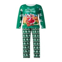 Božićne pidžame za obitelj, dugih rukava Okrugli vrat Santa Snowflake Print Tops pantalone odijelo