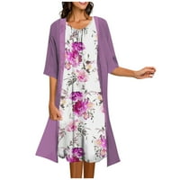 Clearsance Ljetne haljine za žene cvjetni saking vrat a-line dužine koljena, haljina za odmor svjetiljka