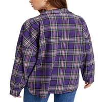Ženska jakna od pletene majice s dugim rukavima s dugim rukavima s dugim rukavima s majicama Boyfried Top Vintage Loose Basic majice Purple XXL
