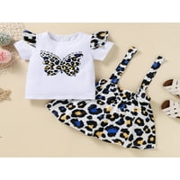 Canrulo Toddler Baby Girls Ljetna odjeća Leptir Ispis kratkih rukava Košulje Leopard Print Subvender
