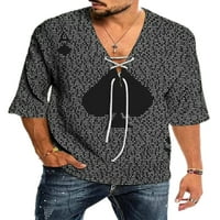 Bomotoo Muška majica Čipka za čipke do vrha V izrez majica casual bluza na plaži ljetne košulje 32