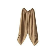 Njshnmn Ženske posteljine obrezane hlače Pamučna posteljina Ležerne prilike udobne duge pantalone na