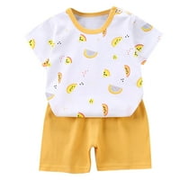 Holloyiver Toddler Baby Boy Girl Ljeto odijelo Slatka crtana majica + prugaste casual pants novorođenče