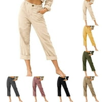 Žene Ljetne pantalone za struku Ležerne prilike ravne noge Comfy visoke hlače sa strukom Crna m