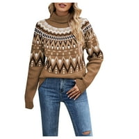 Voncos Women Loose džemper- na casual casure pulover dugih rukava kornjača Ženski zbori vrhovi Khaki