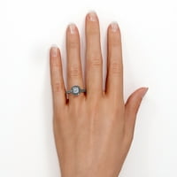 Jastuk Double Halo - 0. TCW okrugli rez dijamant sa laboratorijama stvoren crni dijamant - zaručnički prsten sa akcentima u pasu - 10k bijelo zlato