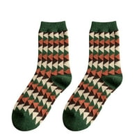 Žene zelene serije Jeseni i zimske čarape Mid cijev zadebljane vunene čarape Dijamantne ploče Tople