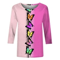 Fjofpr Womens T majice Bluze za žene plus veličine sa rukavima na vrhu okrugle vrat od tiskane ležerne