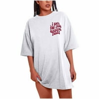 Prevelike majice za žene Ljetne vrhove plus veličine slogana grafički pad ramena kratki rukav vrhovi