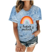 Zodggu Rollback Summer Trendy Poklon za žene Vintage Rainbow Print Fashion Ladies Bluza Vrhunska labava