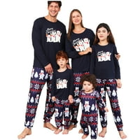 Elaililye Fashion Family Božićni pidžami set PJS domaća odjeća Božić slatki medvjedi pahuljice Print Romper Family Roditelj-dijete Nosite set pidžama, plava