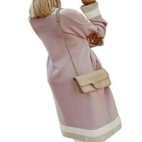 Uerlsty Ženska boja Kontrast Otvoreni prednji dugi rukavi Pleteni džemper Cardigan sa džepom