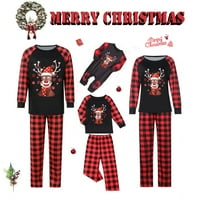 Božićna porodica Podudaranje pidžama set Elk vrhovi + plane hlače Xmas Holiday Loungewear Sleep odjeća