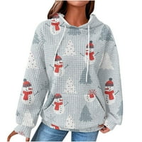 Ersazi Ženski vrhovi Jesen Ženski modni kapuljač s kapuljačom Božićni print labavi džemper u čistini