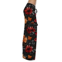 Fardey gromobrani danas široke hlače za noge za žene elastične visokog struka cvjetne tiskane bager-at pantalone sa džepovima sa dnevnim boravkom na plaži