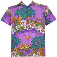 Havajske majice Muške cvjetne scenske printske plaže Aloha Party Camp Purple 3xl