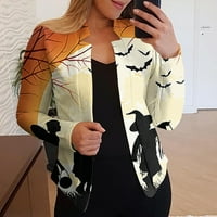GDFUN ženska modna casual za Halloween tiskana s dugim rukavima Gorska jakna - zip up hoodie zip up