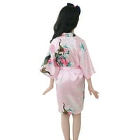 Dječje djevojke pidžame otvorene prednje dugih rukava za spavanje snimka struka Cvjetni kimono omot