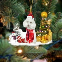 Ruanlalo Božićni viseći crtani pas uzorak zaglog prozora Božićni privjesak za vremenski otporan na vrijeme