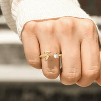 Hanxiulin Gold Personalizirani početni prsten za prsten za prsten Personalizirani početni slovo Otvoreni prsten sa dijamantnim prstenom za rhinestone za žene
